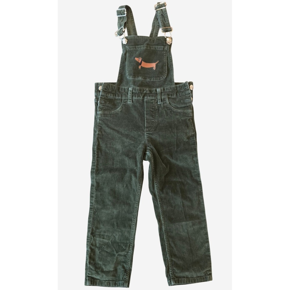 Mini Rodini Organic Green Corduroy Dachshund Overalls Kids 92- 18/24mos